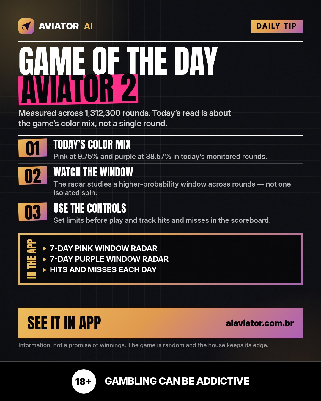 English میں آج کی ٹپ کی تصویر: آج کا Aviator 2 گیم: آج کے رنگوں کا مکس اور مشاہدے کی کھڑکی