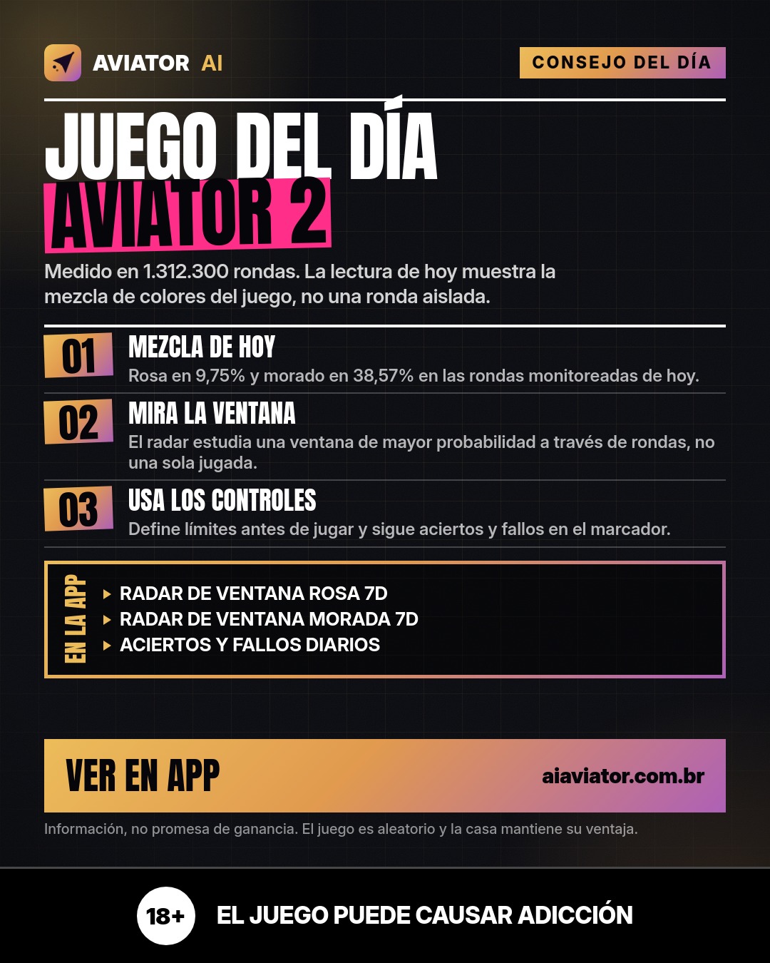 Español میں آج کی ٹپ کی تصویر: آج کا Aviator 2 گیم: آج کے رنگوں کا مکس اور مشاہدے کی کھڑکی
