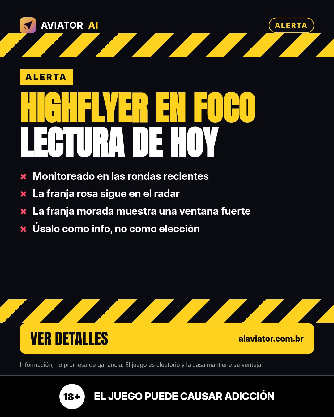 Lámina del consejo del día en Español: ALERTA HighFlyer en foco: lectura de hoy