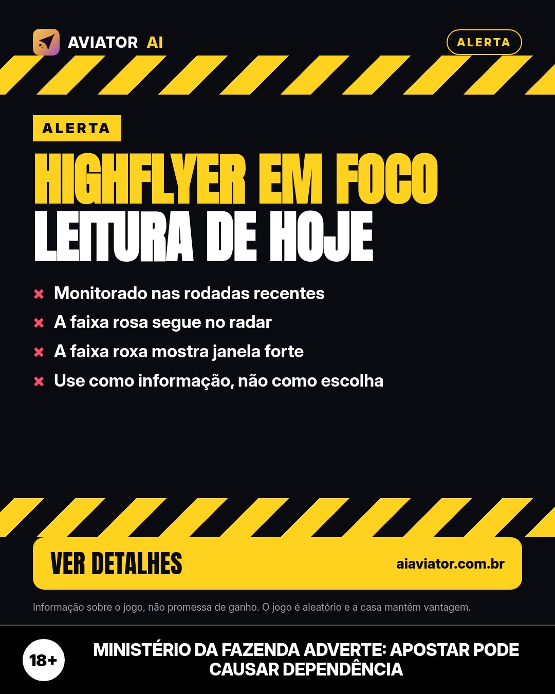 Lámina del consejo del día en Português: ALERTA HighFlyer en foco: lectura de hoy