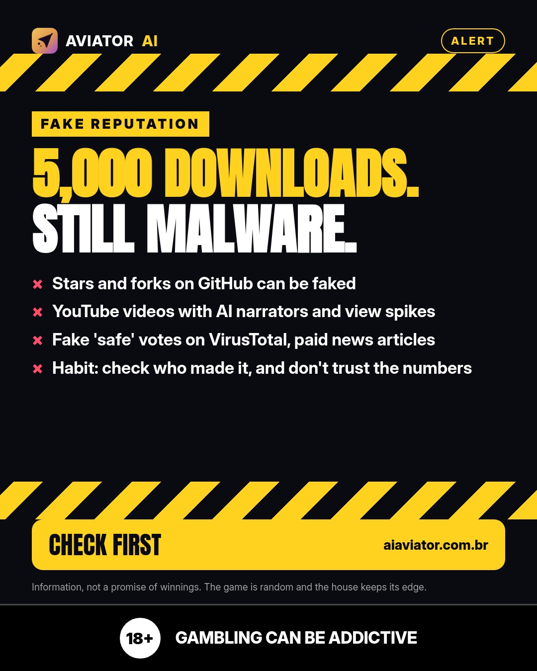 Lâmina da dica do dia em English: Reputação falsa: 5.000 downloads e a ferramenta ainda era malware