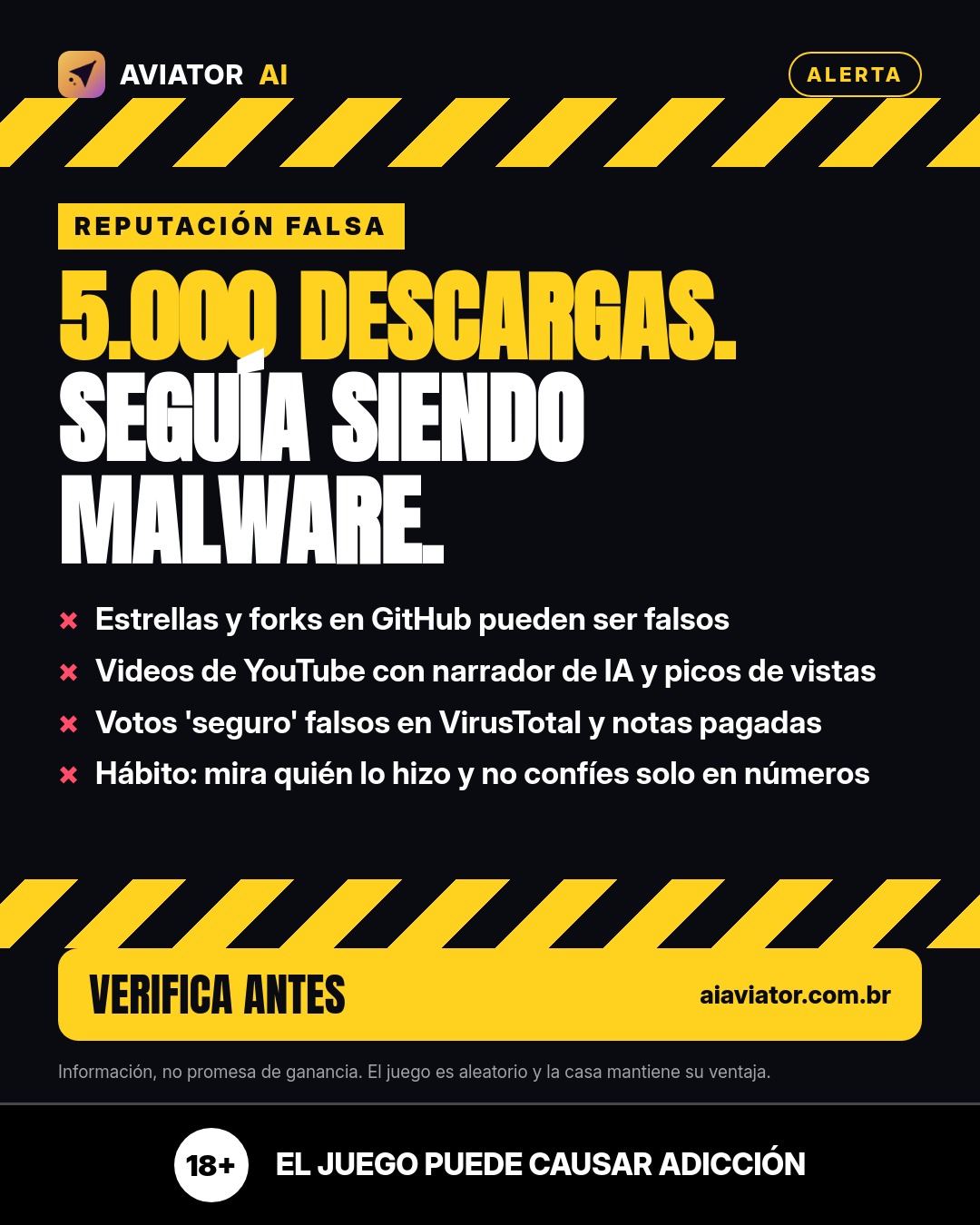 Lâmina da dica do dia em Español: Reputação falsa: 5.000 downloads e a ferramenta ainda era malware