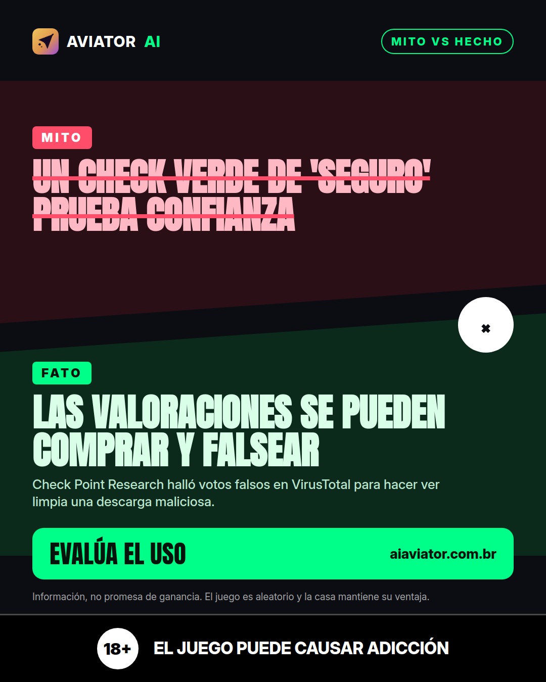 Lâmina da dica do dia em Español: Um selo verde de 'seguro' não prova que a ferramenta é confiável