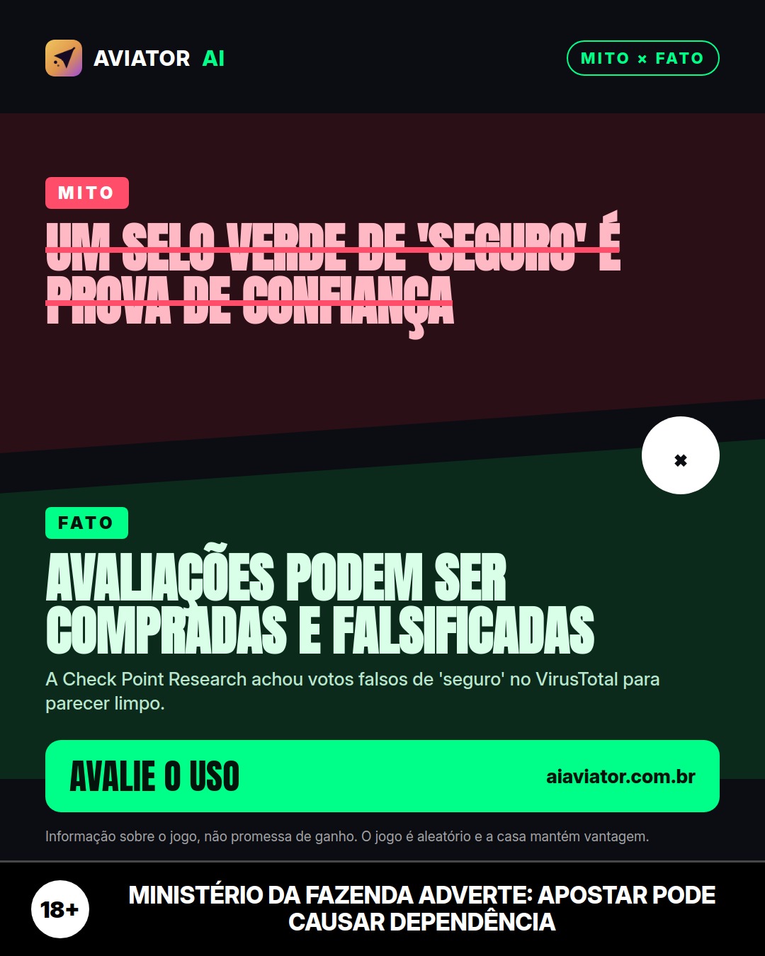 Lâmina da dica do dia em Português: Um selo verde de 'seguro' não prova que a ferramenta é confiável
