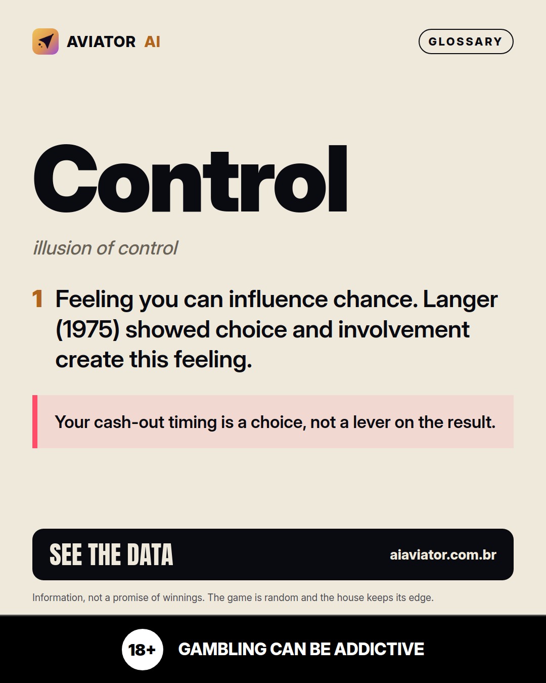 Lámina del consejo del día en English: Control ilusorio: por que elegir cuándo retirar no mueve el avión