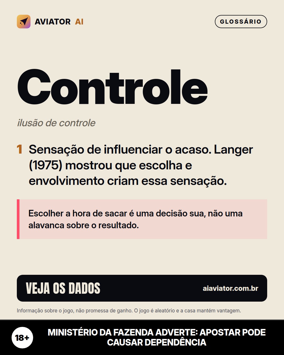Lámina del consejo del día en Português: Control ilusorio: por que elegir cuándo retirar no mueve el avión